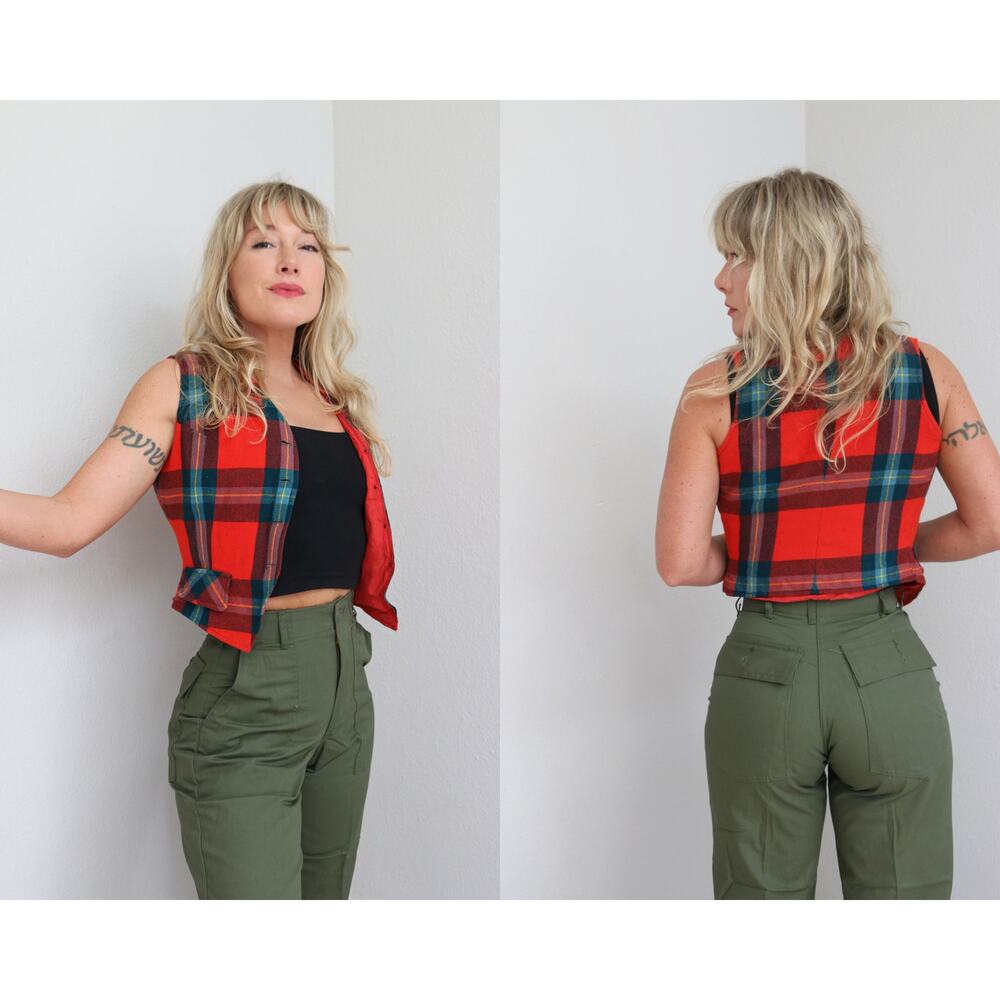 1950's Vintage MacLaine of Lochbuie Tartan Plaid Equestrian Vest ~Women's XXS XS